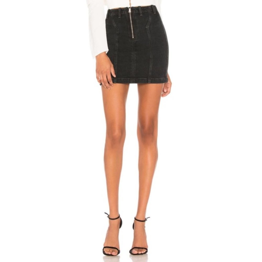 AGOLDE Black Denim Zip Miniskirt -- size 25